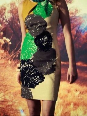 Anthropologie Tabitha Pom Flower Shift Dress 8